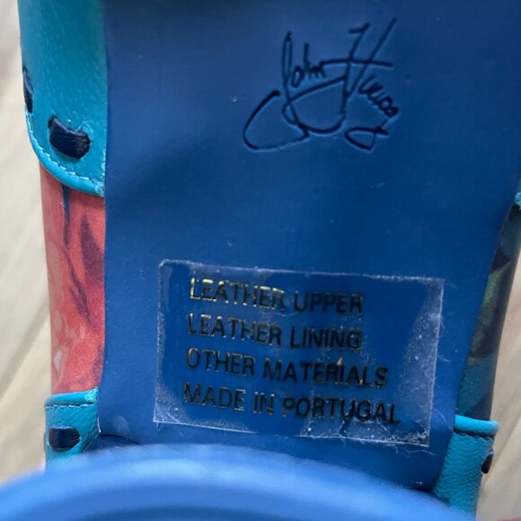 John Fluevog Blue Floral Lace-Up Ankle Boots Size 10.5 - Picture 6 of 11